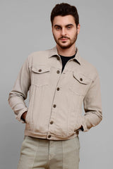 Regular Fit Grey Premium Denim Jacket for Men