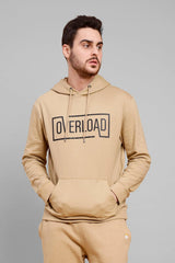 Regular Fit Printed Khaki Premium Hoodie For Men