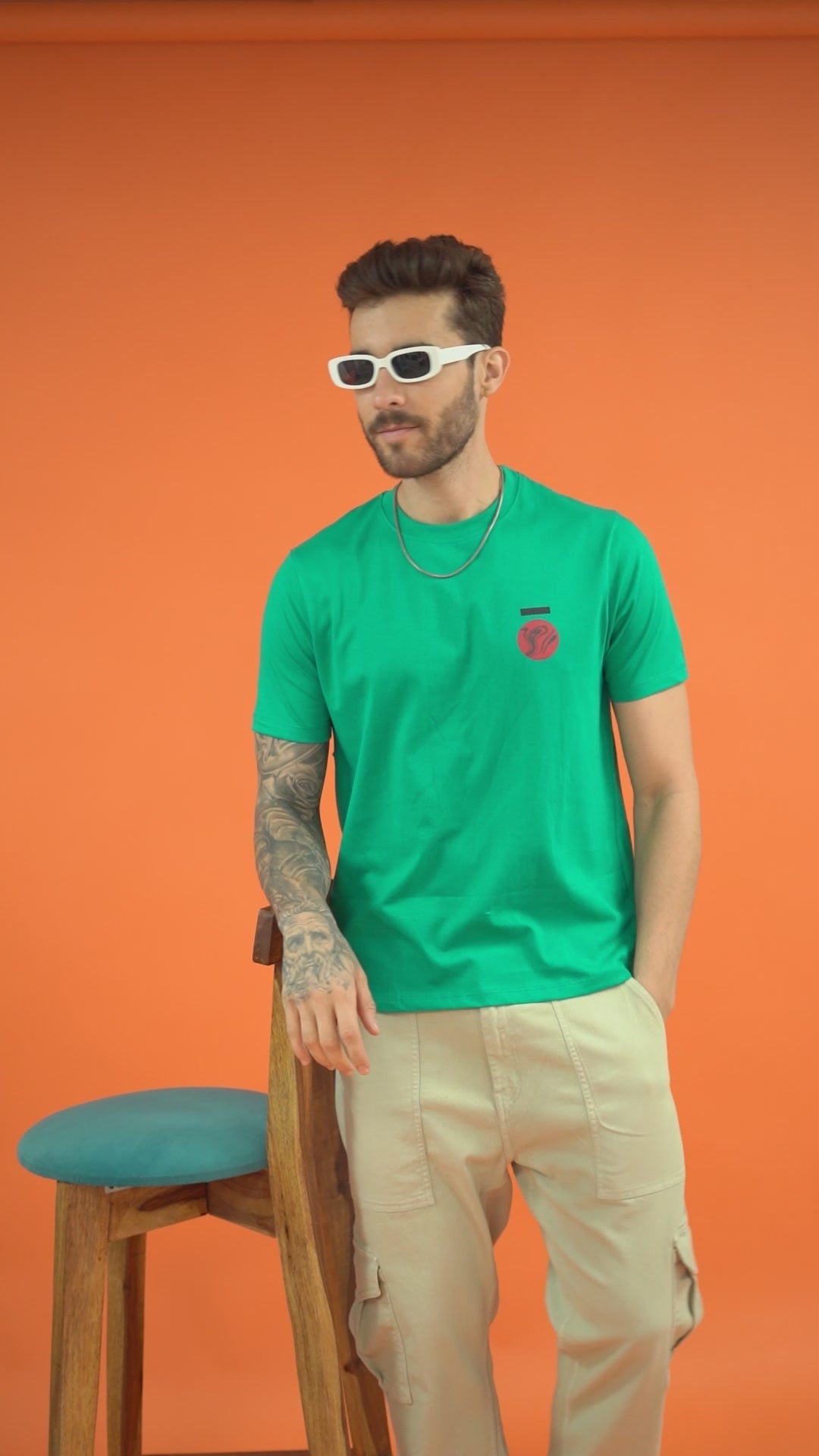 Men's Printed Olive Green T-Shirt - Regular Fit