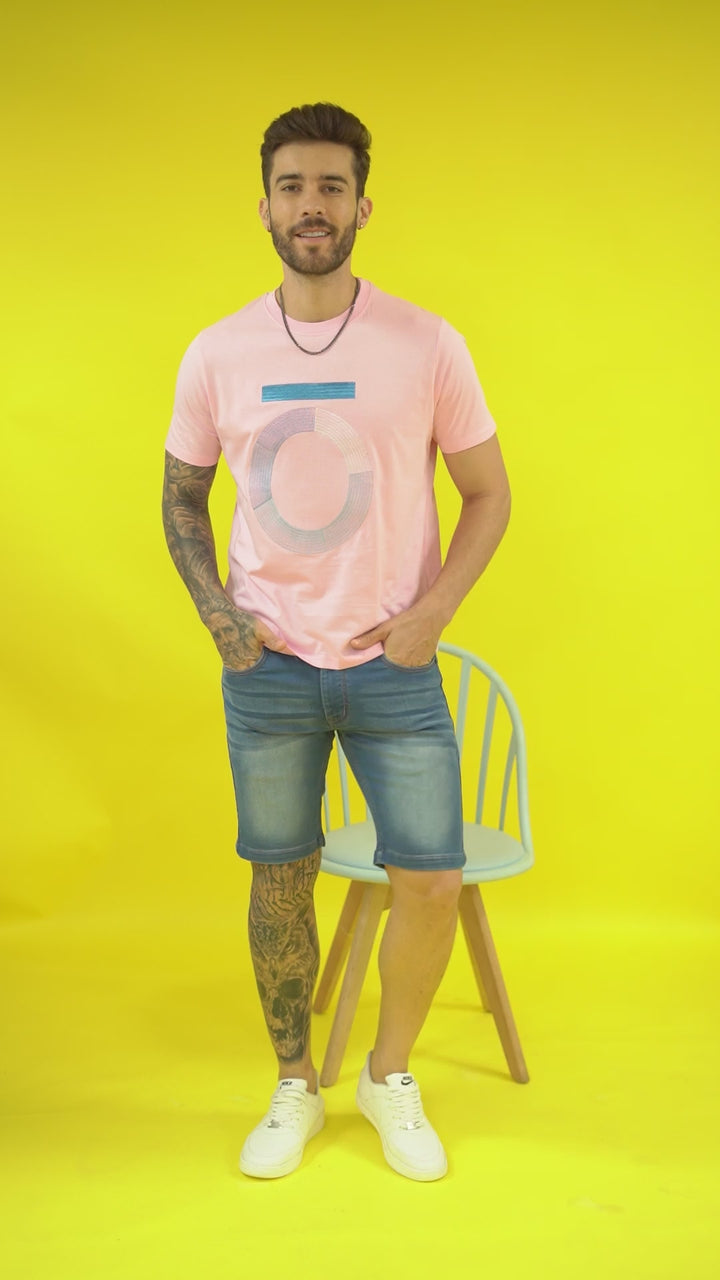 Men's Round Neck Pink T-Shirt - Regular Fit