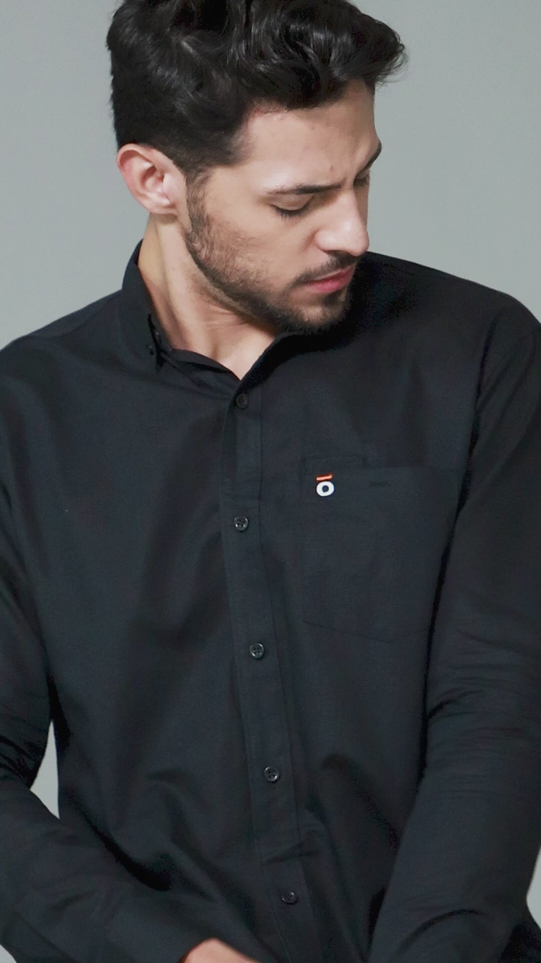Men's Black Regular Cotton Casual Shirt