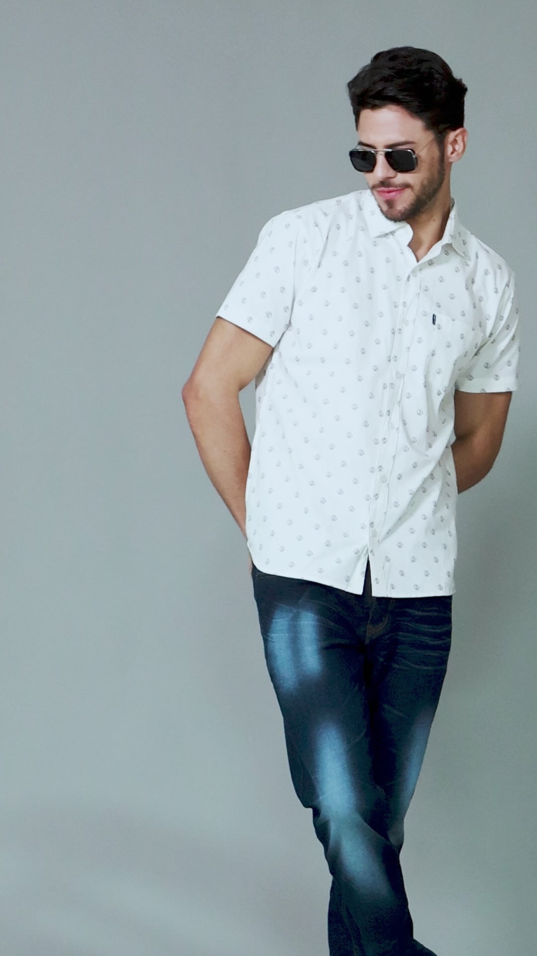 Regular Fit Pure Cotton White Printed Casual Shirt For Men