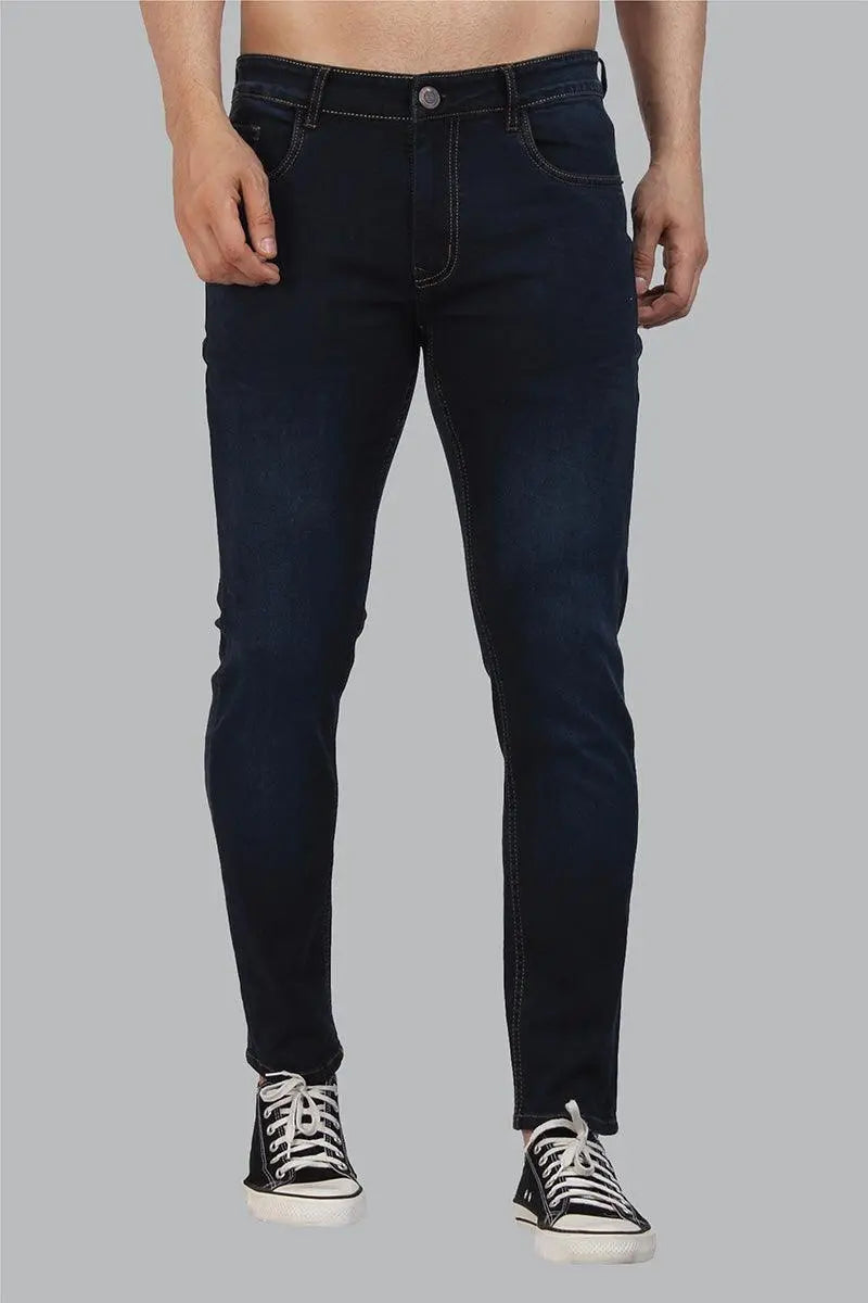 Skinny Fit Ankle Length Dark Blue Men's Denim Jeans