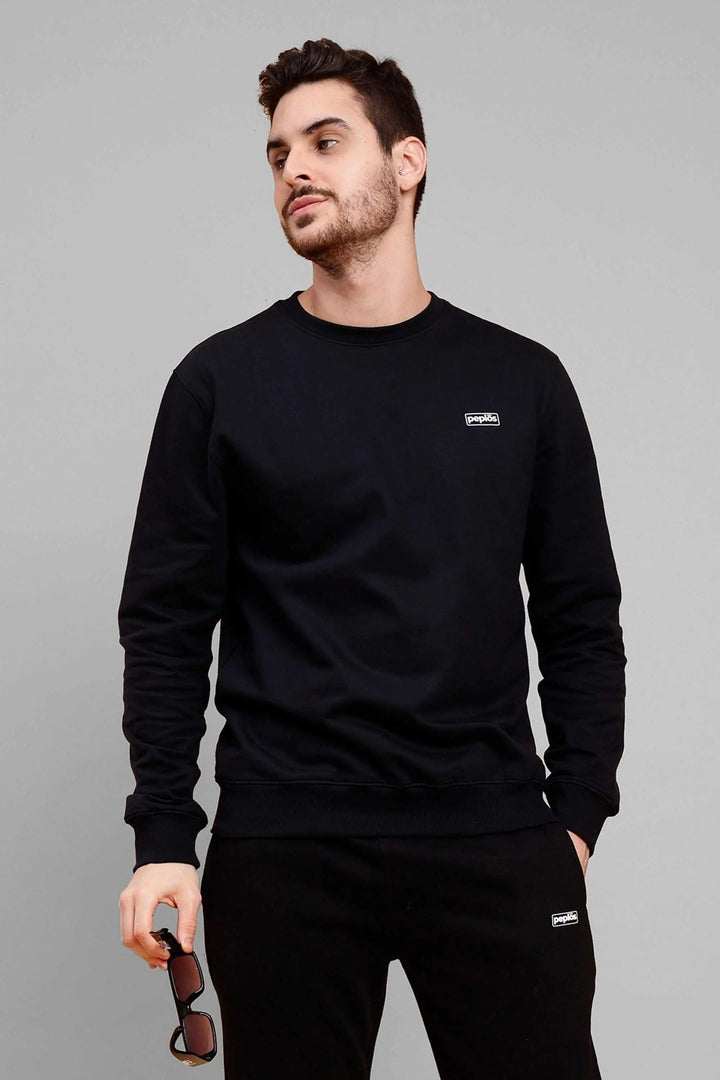 Regular Fit Black Premium Sweatshirt For Men - Peplos Jeans 