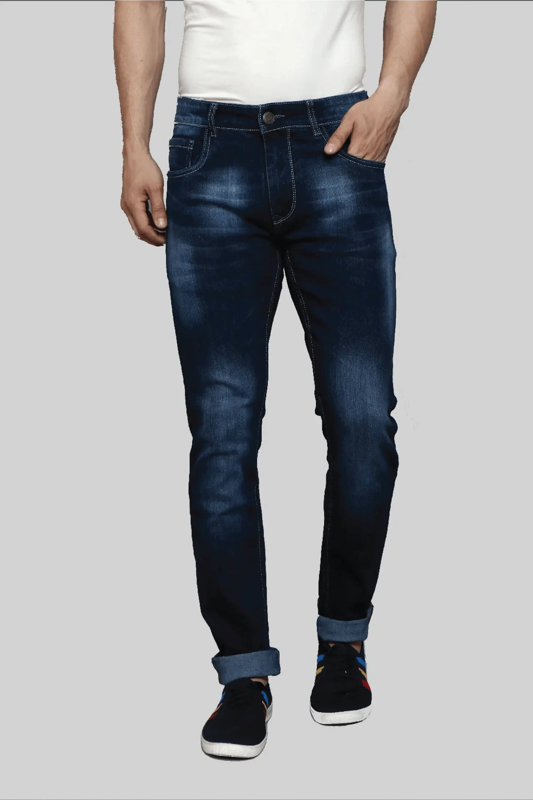 Slim Fit Dark Blue Men's Stretchable Denim Jeans - Peplos Jeans 