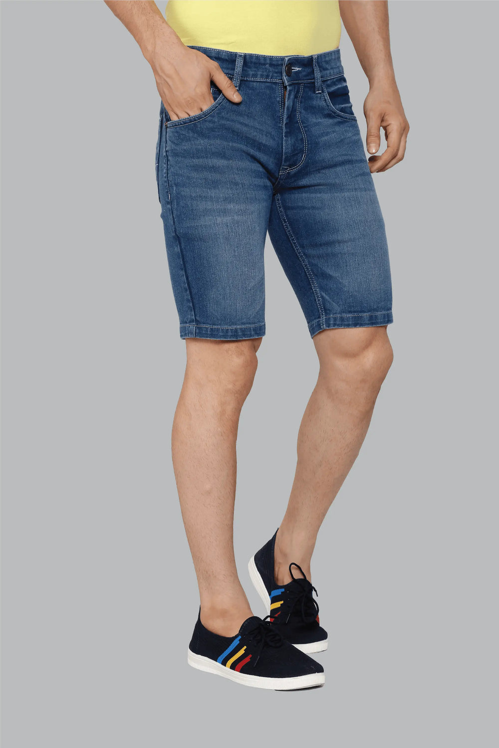 The Sliim-fit denim shorts are made of high-quality premium fabric which gives you a very premium look and comfort in wear if you are looking comfort with quality then this denim shorts is made for you
