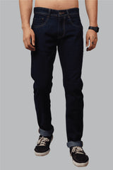 Slim Fit Dark Blue Denim Jeans For Men