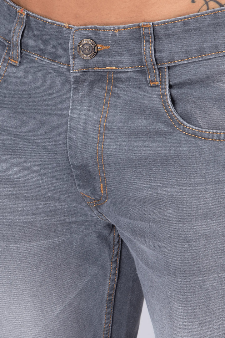 Slim Tapered Fit Grey Stretchable Premium Denim Jeans