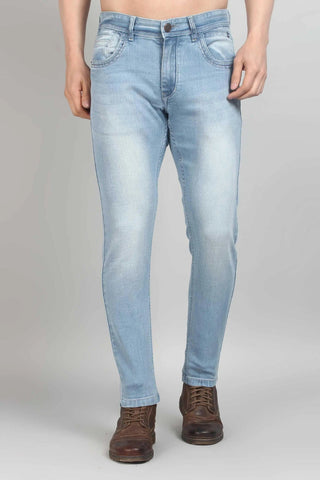 Ankle Fit Shine Blue Men's Denim Jeans