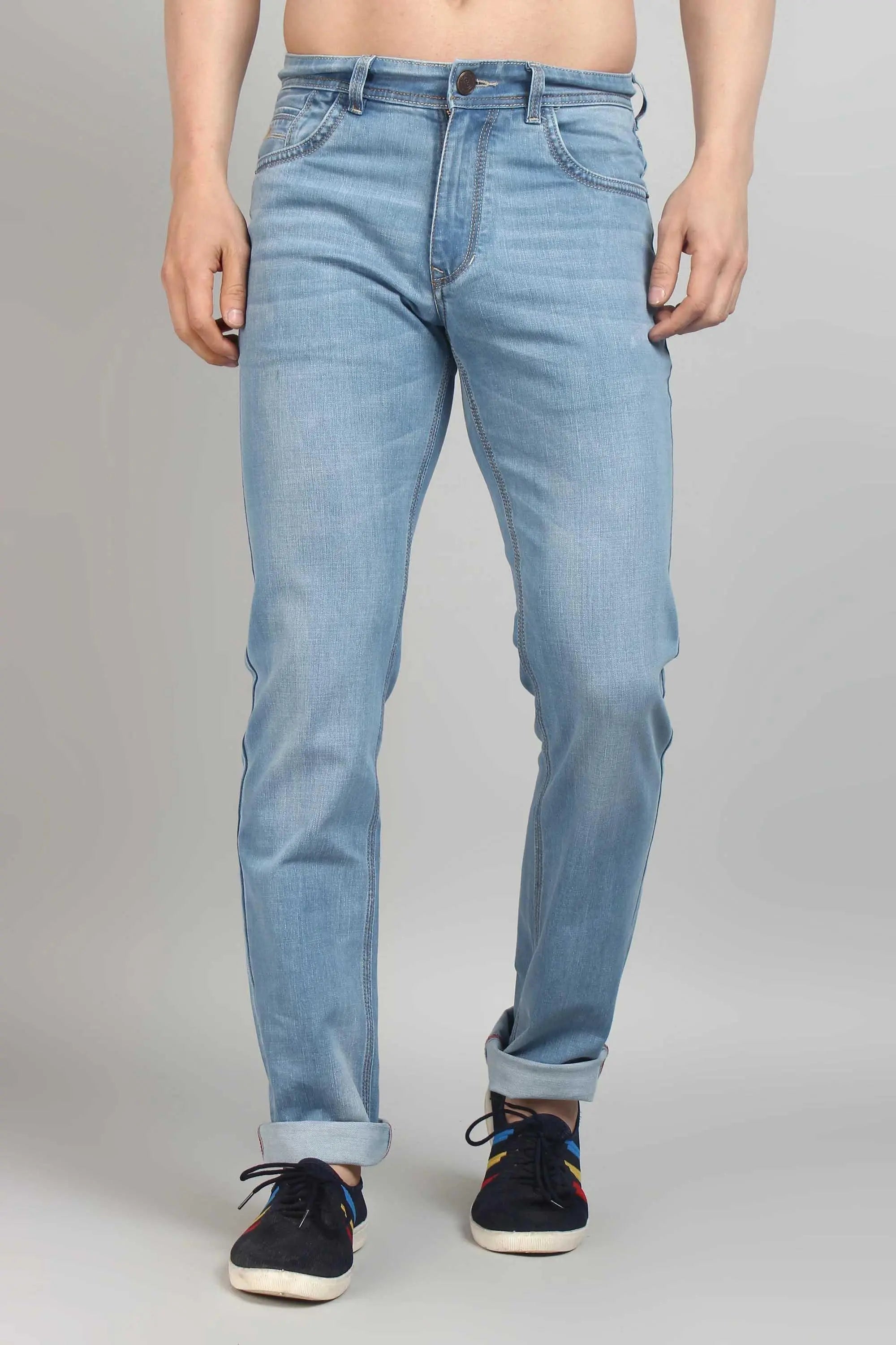 Relaxed Fit Light Blue Premium Denim Jeans For men
