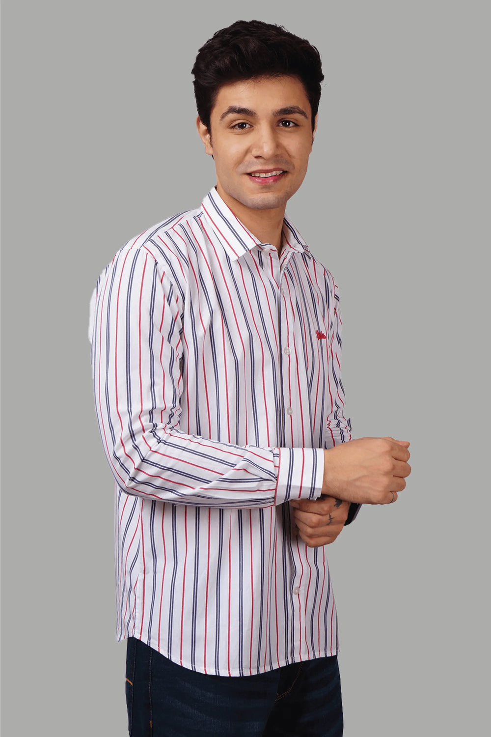 Regular Fit Striped Multi Color Pure Cotton Shirts for Men - Peplos Jeans 