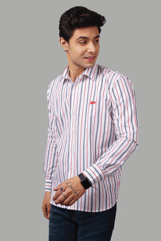 Regular Fit Striped Multi Color Pure Cotton Shirts for Men