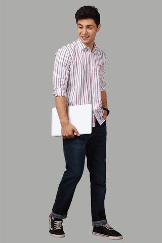 Regular Fit Striped Multi Color Pure Cotton Shirts for Men