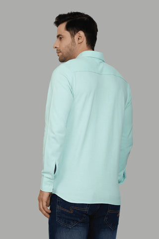 Regular Fit Sea Green Plain Shirts for Men