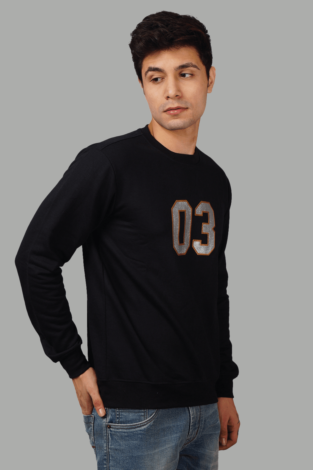 Regular Fit Printed Black Sweatshirt For Men - Peplos Jeans 