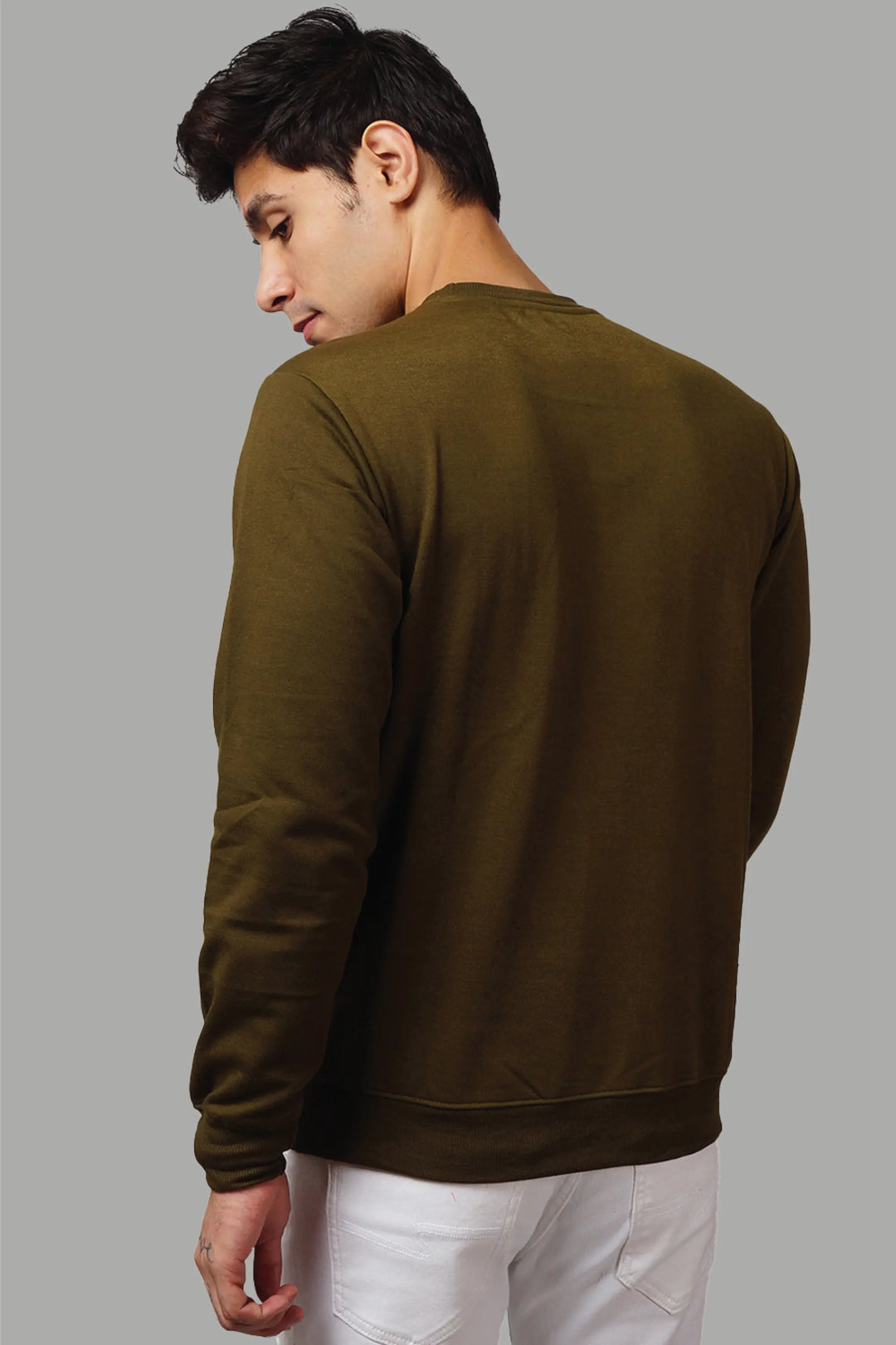 Regular Fit Printed Olive Sweatshirt For Men - Peplos Jeans 