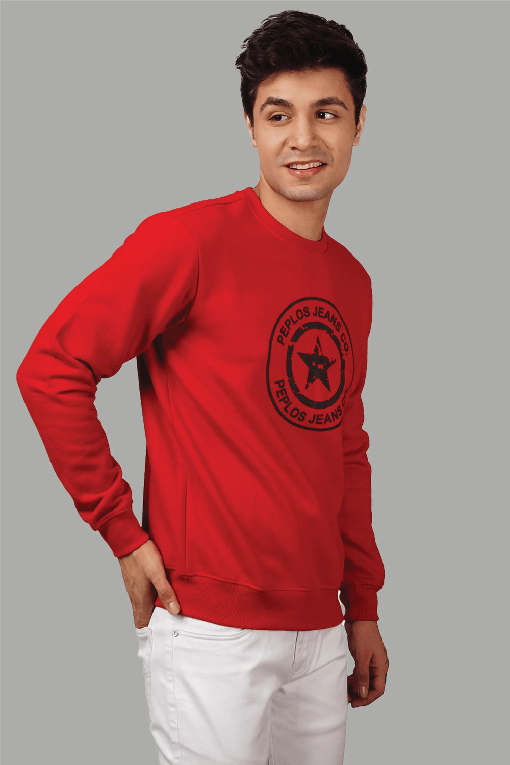 Regular Fit Printed Red Sweatshirt For Men - Peplos Jeans 