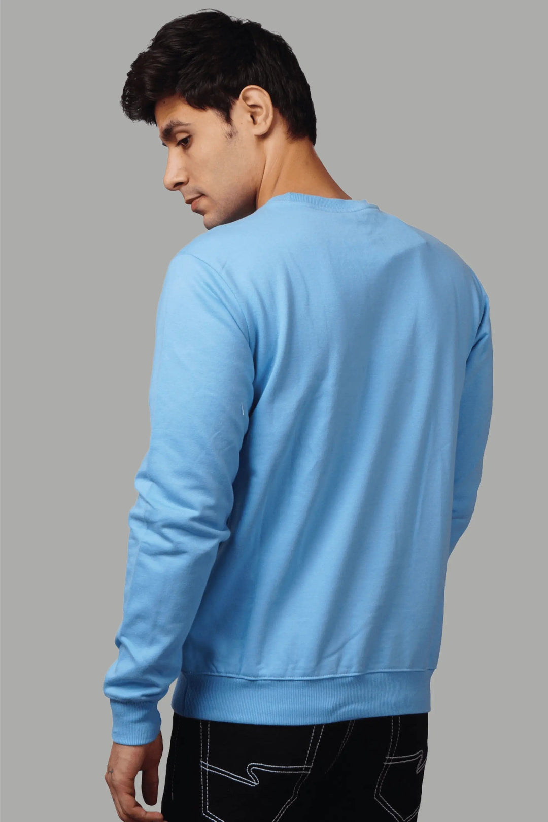 Men's Regular Fit Printed Sky Blue Sweatshirt - Peplos Jeans 