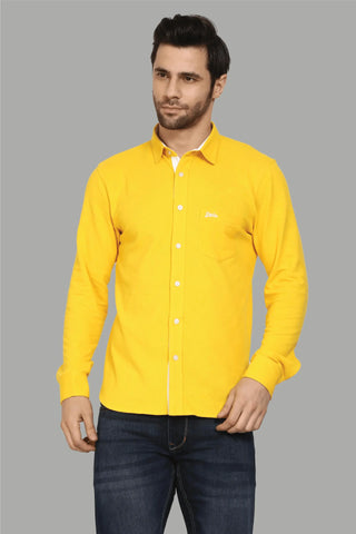 Regular Fit Yellow Colour Plain Shirt for Men