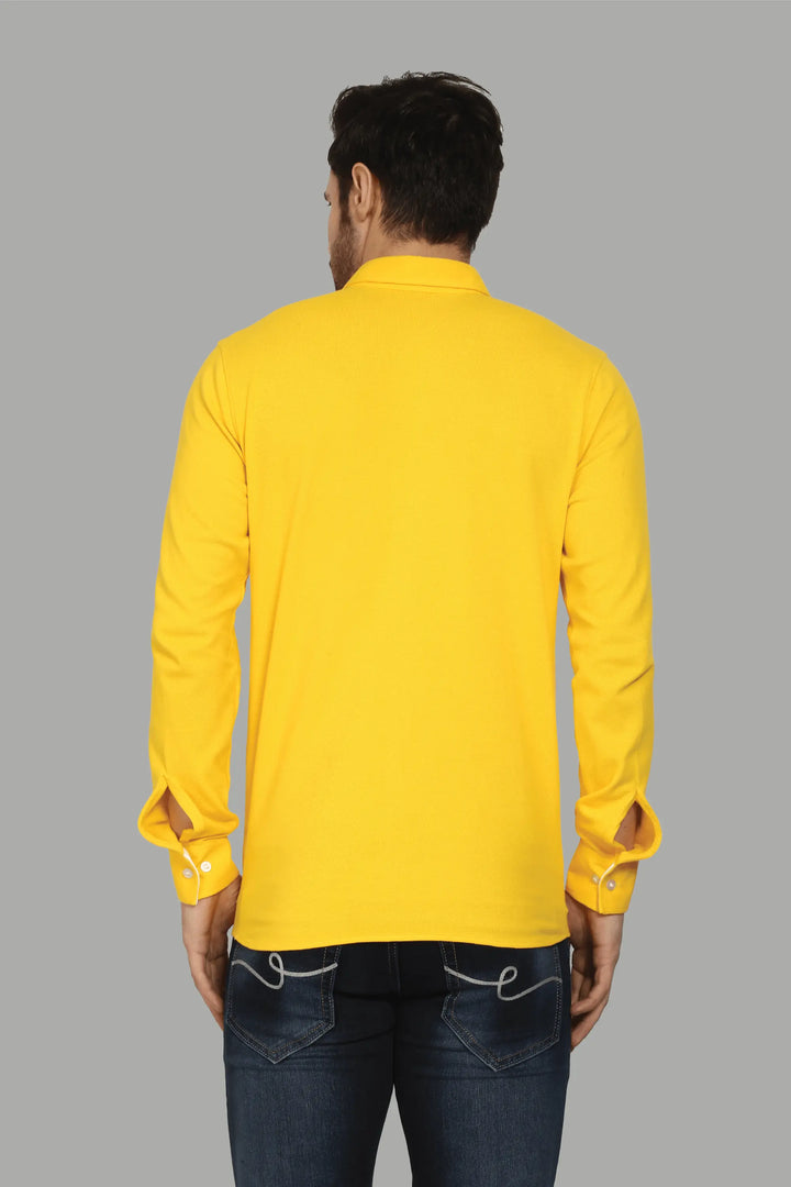 Regular Fit Shine Yellow Polo Shirt for Men - Peplos Jeans 