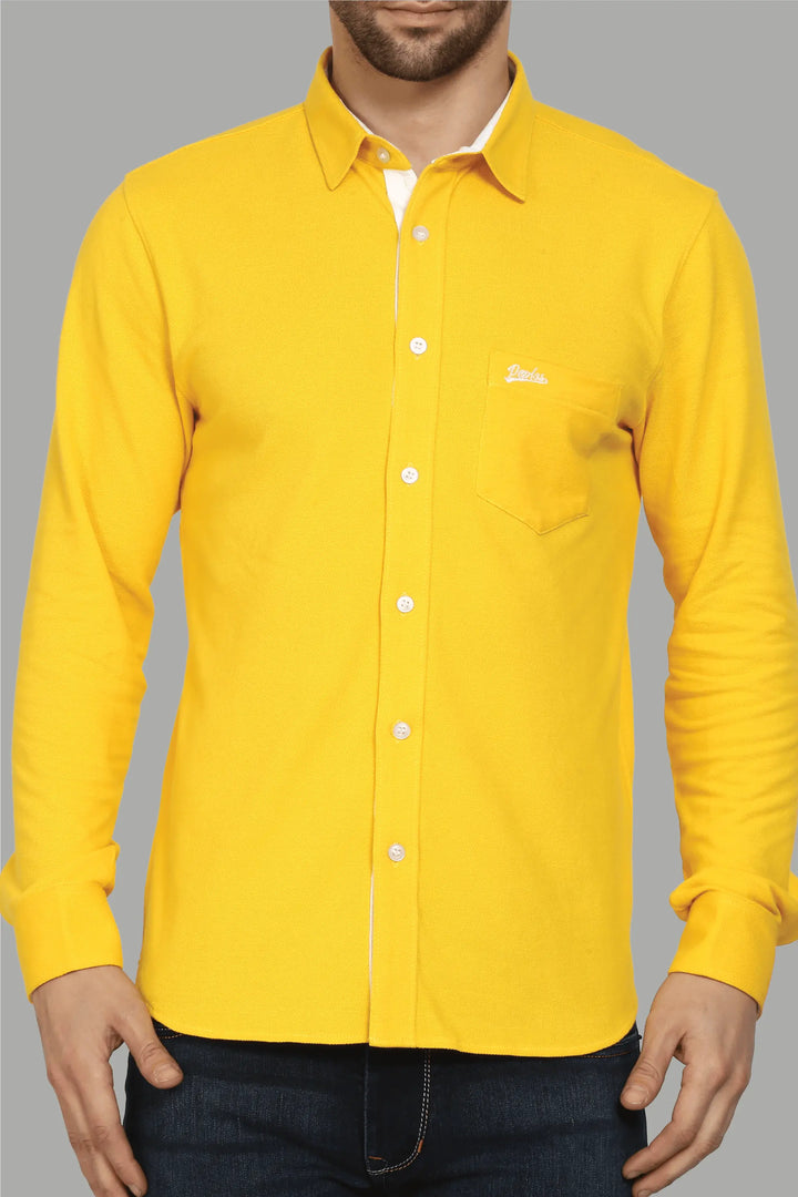 Regular Fit Shine Yellow Polo Shirt for Men