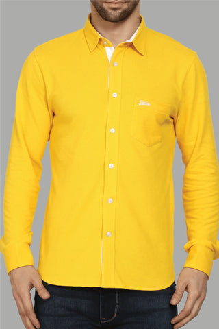 Regular Fit Yellow Colour Plain Shirt for Men