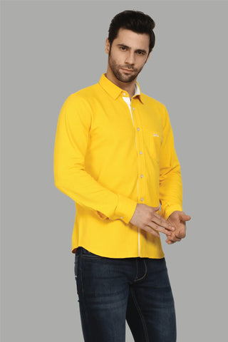 Regular Fit Yellow Colour Plain Shirt for Men