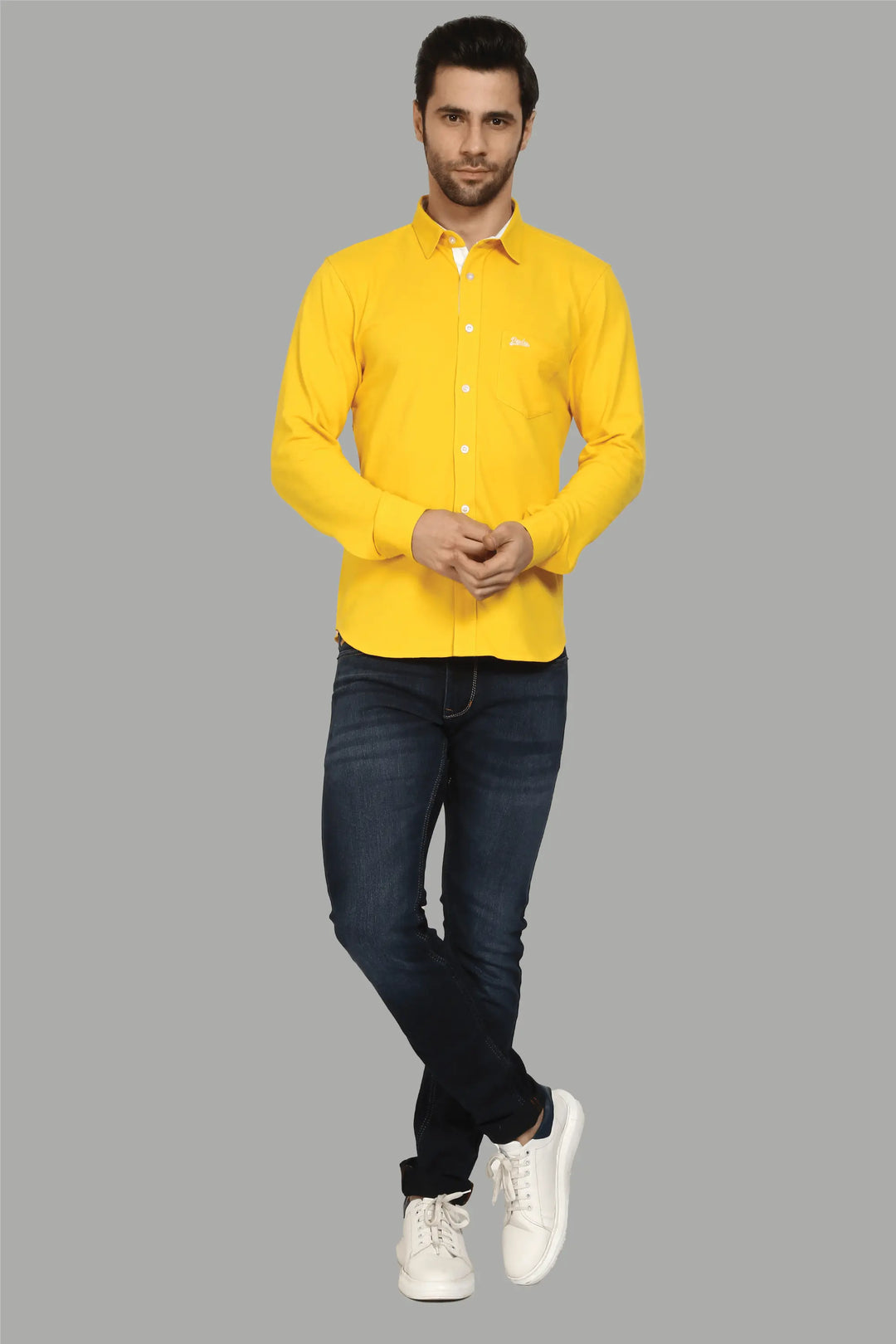 Regular Fit Shine Yellow Polo Shirt for Men - Peplos Jeans 